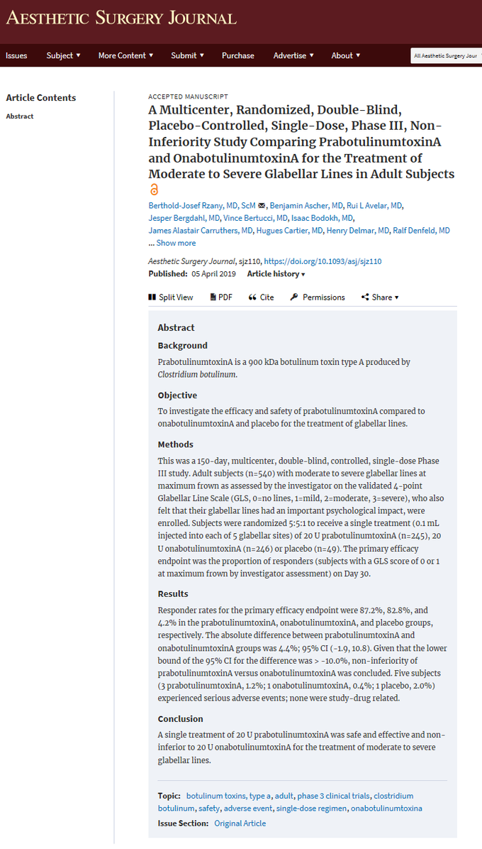 대웅제약 나보타(Prabotulinumtoxin A, 미국명 JEUVEAU)의 유럽 및 캐나다 3상 임상결과가 국제학술지 ‘에스테틱 서저리 저널(Aesthetic Surgery Journal)’에 게재됐다.