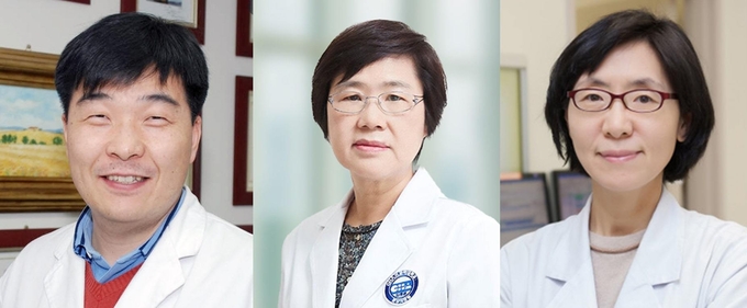 왼쪽부터 기초의학상 수상자 인제대학교 의과대학 생리학교실 한진 교수, 임상의학상 수상자 차의과대학교 분당차병원 방사선종양학교실 서창옥 교수, 중개의학상 수상자 울산대학교 의과대학 내과학교실 김민선 교수