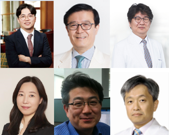 좌측 위부터 시계방향으로 충북대학교병원 강민규 교수, 강북삼성병원 강재헌 교수, 국민건강보험공단 일산병원 박성배 교수, 부산대학교병원 최병관 교수, 아이티아이즈 이충헌 전무이사, 홍익대학교 안성희 교수