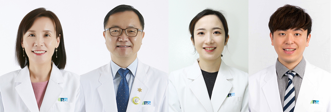 좌부터 신장내과 최수정, 김진국교수.‧진단검사의학과 최수인‧응급의학과 한상수 교수