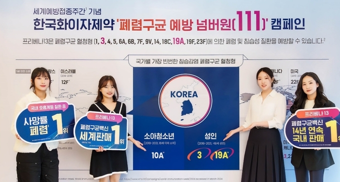 한국화이자제약은 폐렴구균 백신 예방접종의 중요성을 알리는 ‘폐렴구균 예방 넘버원(111) 캠페인’을 진행했다.
