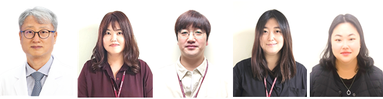 (좌측부터)고려대학교 구로병원 종양내과 서재홍 교수, 고려대학교 의과대학 암연구소 김지영·김윤재·정은선 교수, 고려대학교 의과대학 의과학과 고동미 석·박사통합과정생)
