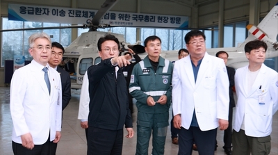 김민석 국무총리 원광대학교병원 방문 응급의료 및 닥터헬기 체계 현장 점검